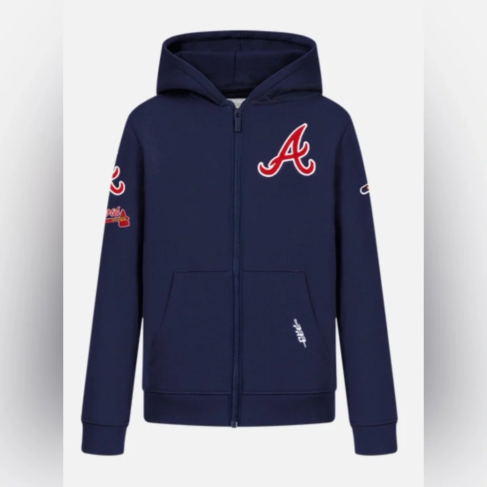 Pro Standard Atlanta Braves Navy Full-Zip Hoodie - Picture 1 of 11